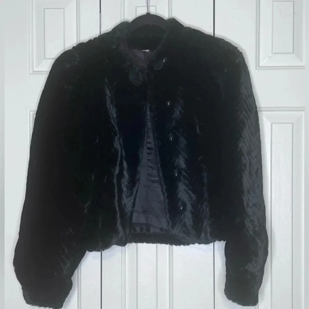 Harry Casper Vintage Black Faux Fur Coat - Picture 3 of 16